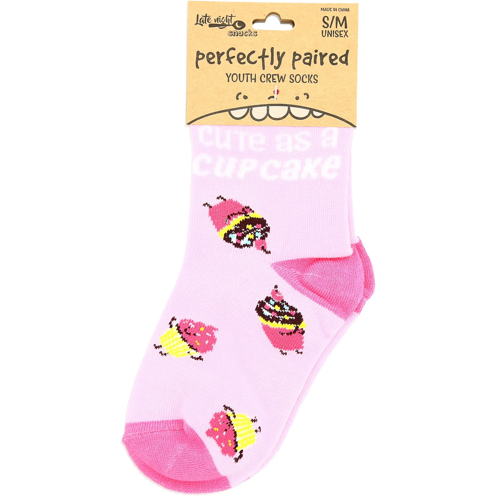 Cupcakes S/M Youth Cotton Blend Crew Socks