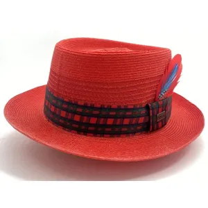Dobbs Sinatra Straw Tarton -Red