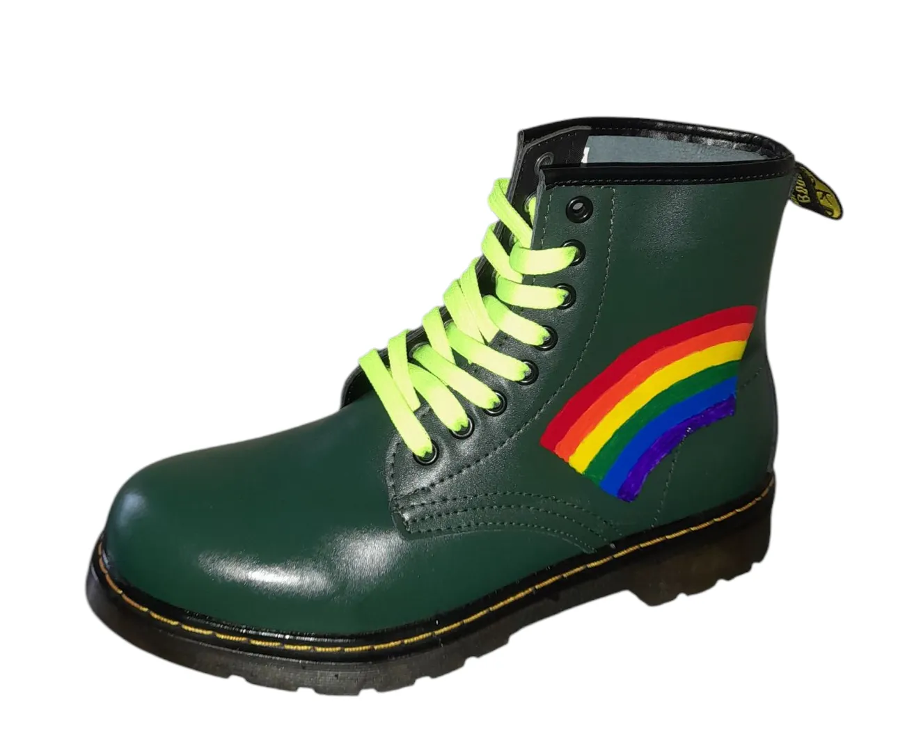 Dr. Martens 1460 Rainbow Customised Style Green Ankle Boots