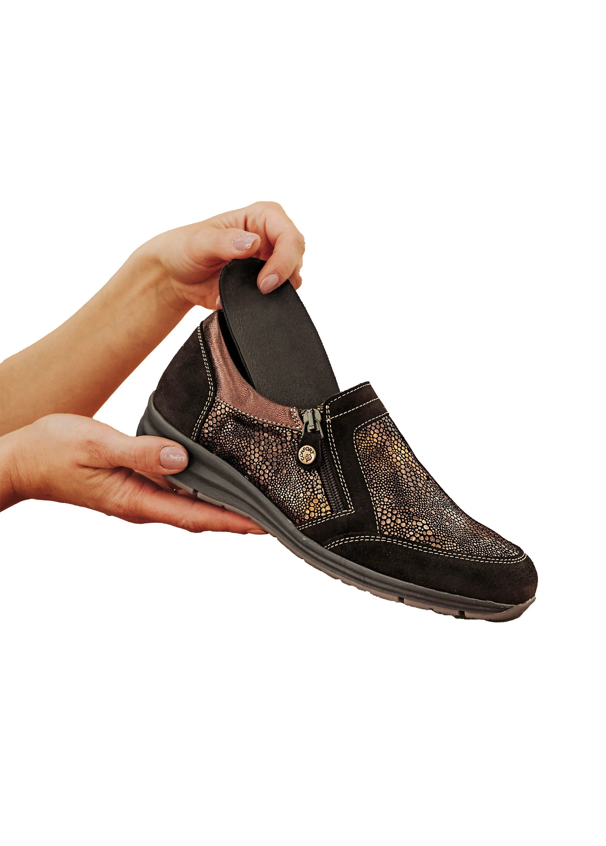 Fancy leather zipped moccasin