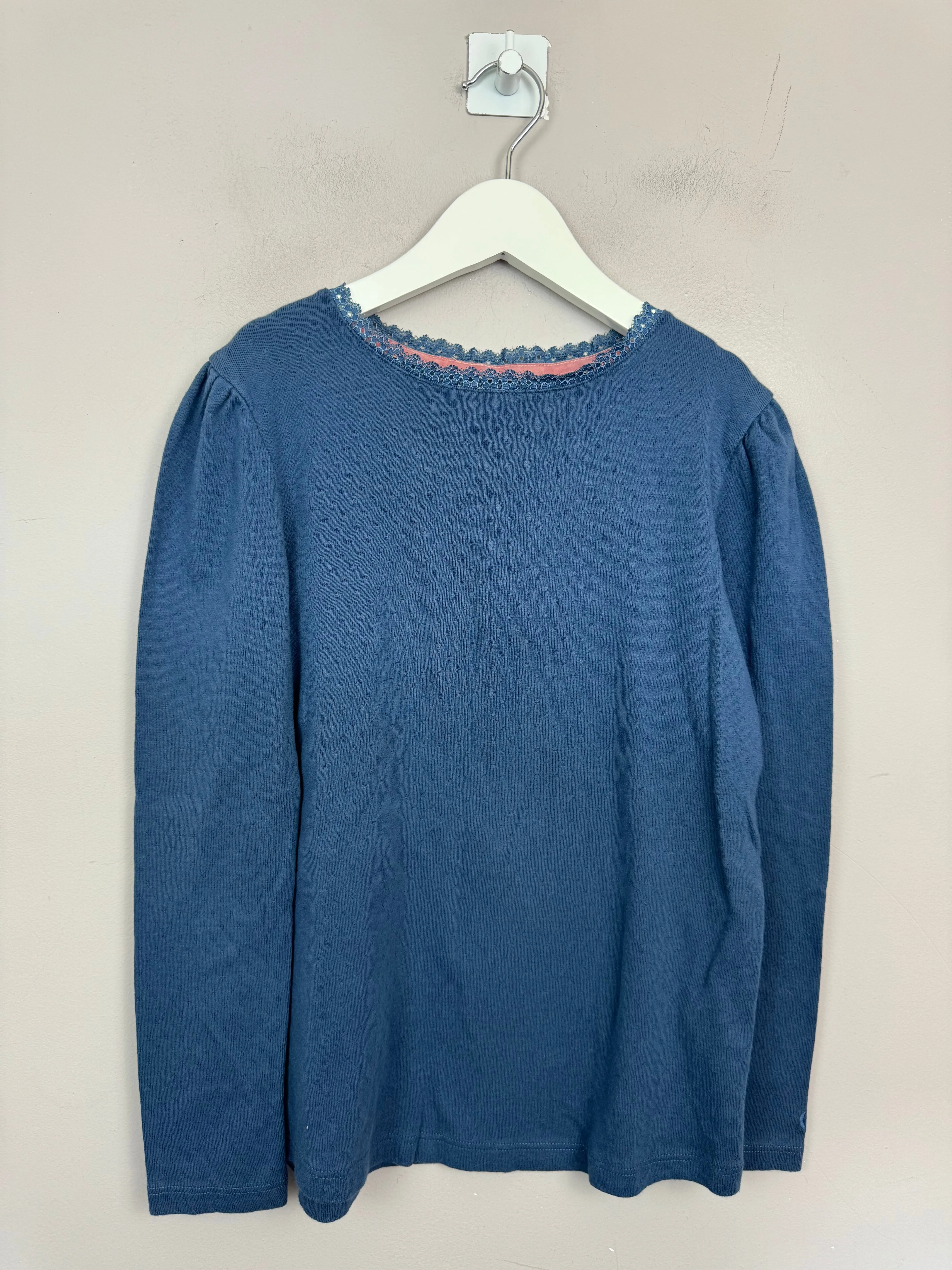 Fat Face Navy Pointelle Top 10-11y