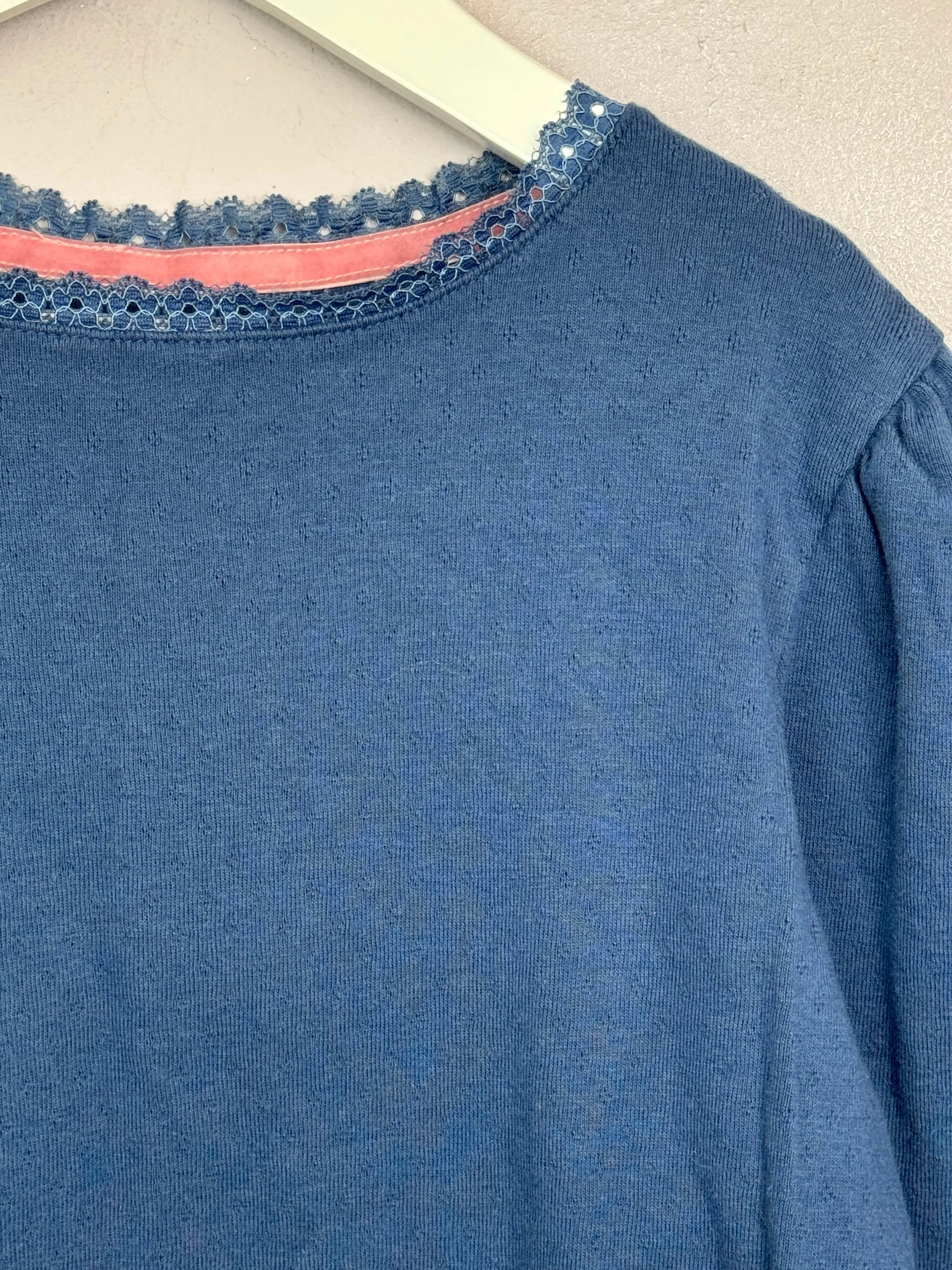 Fat Face Navy Pointelle Top 10-11y