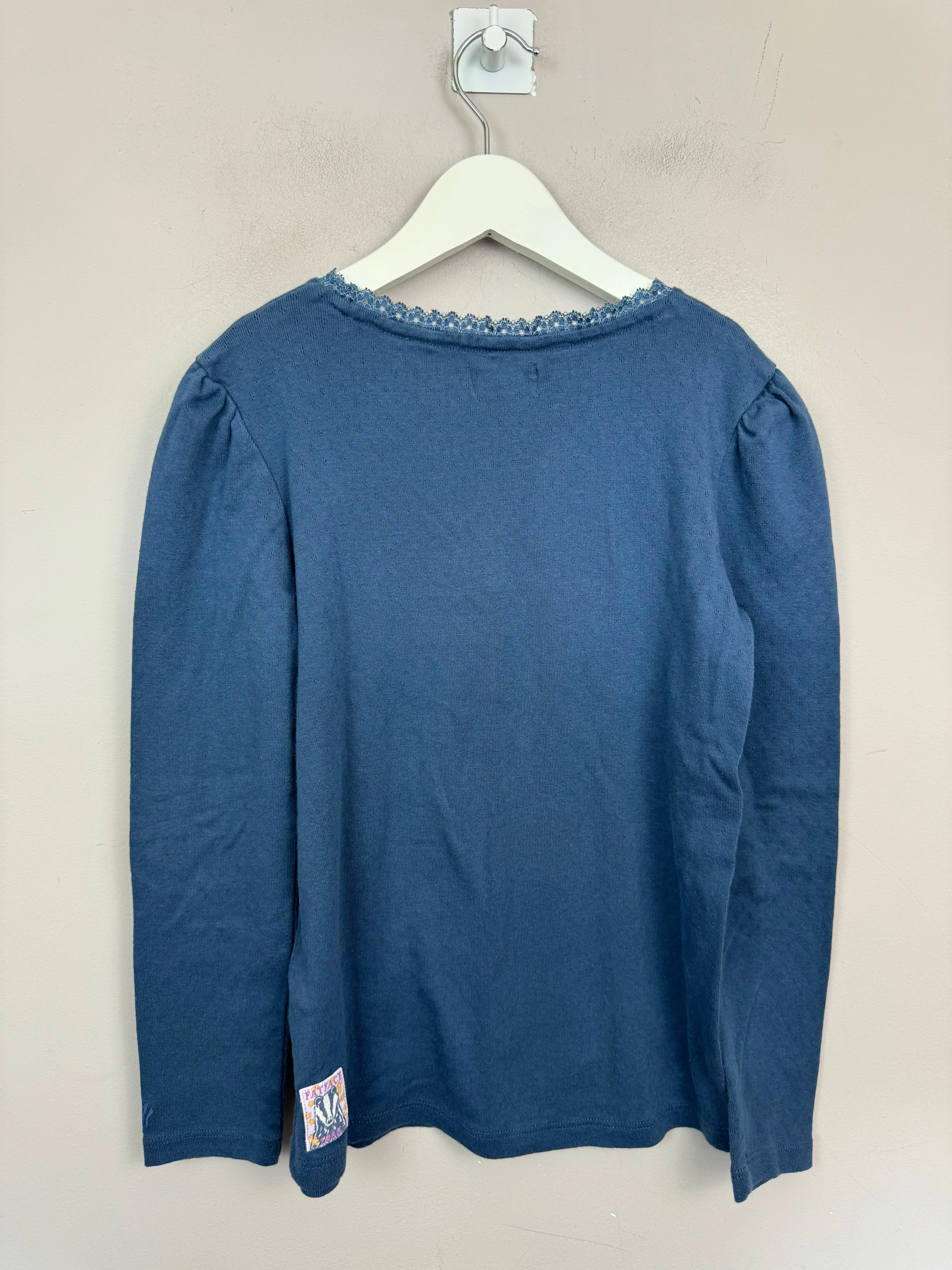 Fat Face Navy Pointelle Top 10-11y