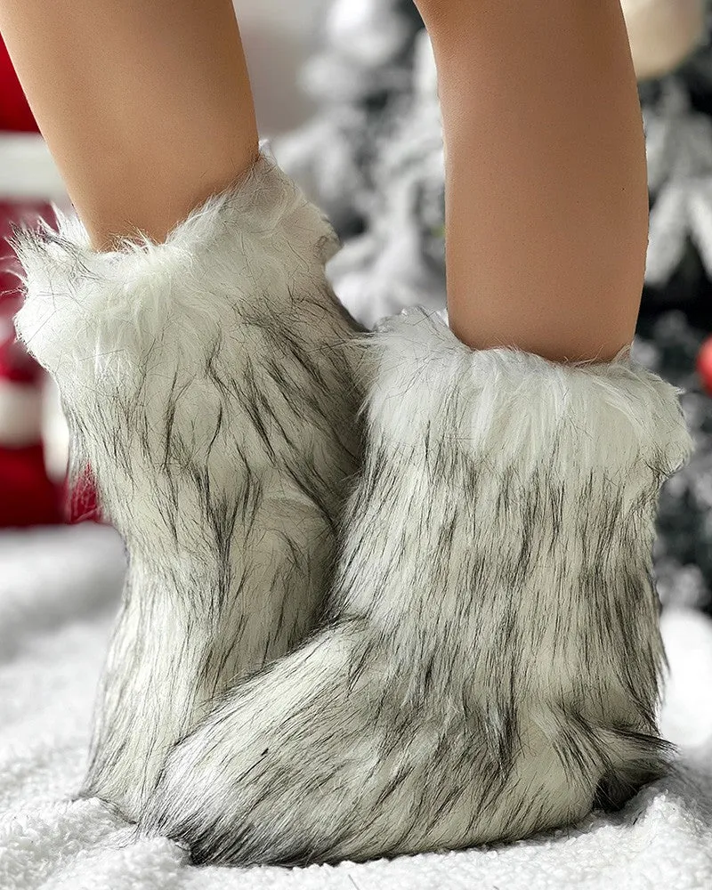 Faux Fur Fluffy Warm Ankle Boots