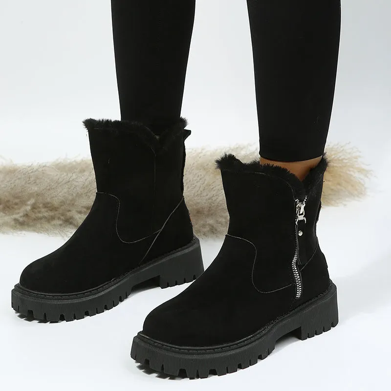 Faux Suede Plush Snow Boots for Women