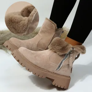 Faux Suede Plush Snow Boots for Women