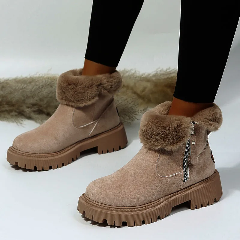 Faux Suede Plush Snow Boots for Women