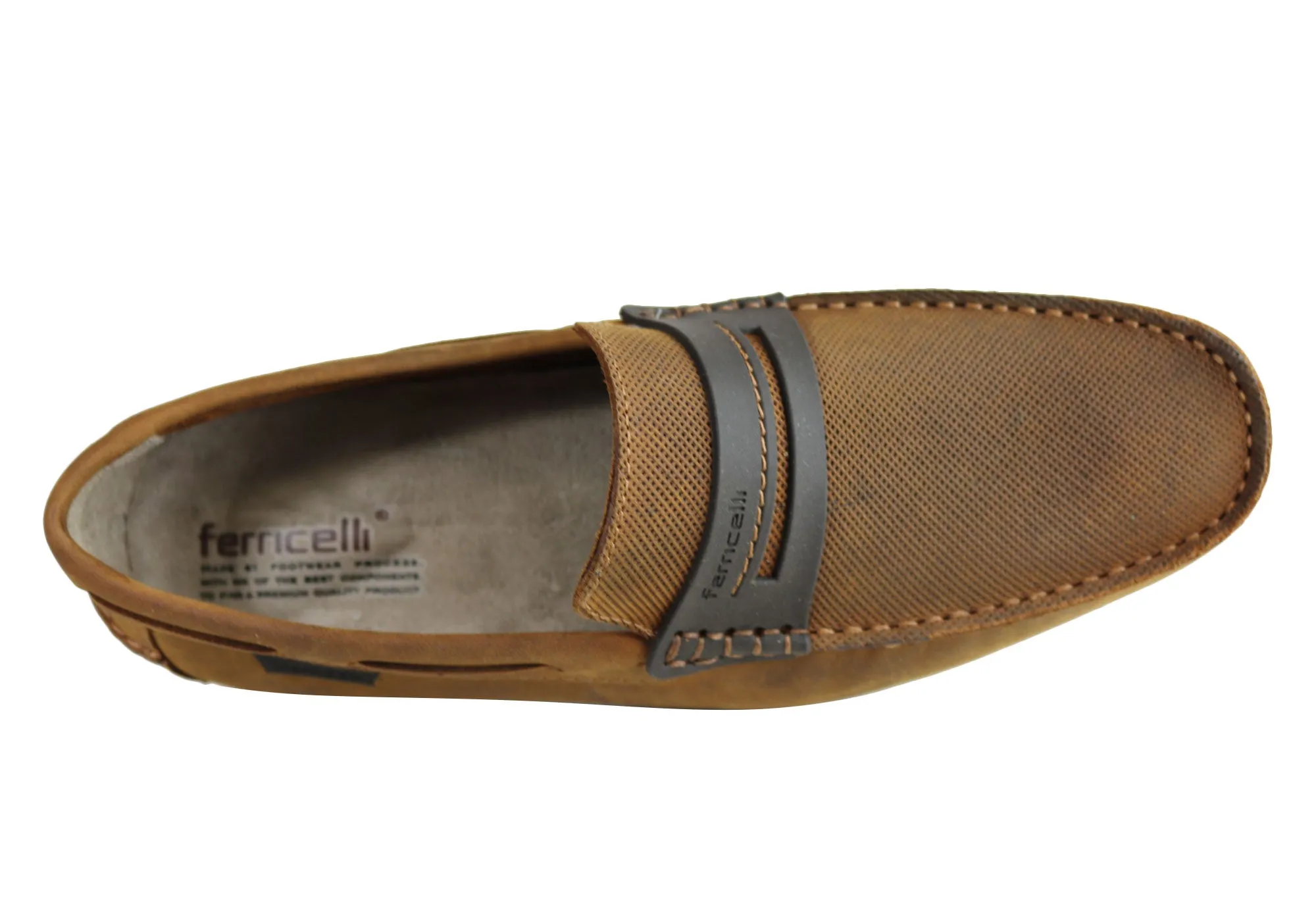 Ferricelli Mitchell Mens Leather Casual Loafer Shoes Made In Brazil