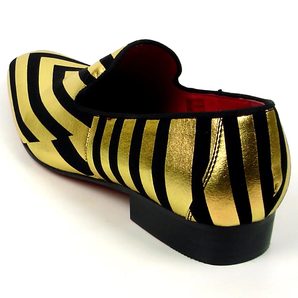FI-7429 Black Gold Stripe Slip on Loafer Fiesso by Aurelio Garcia