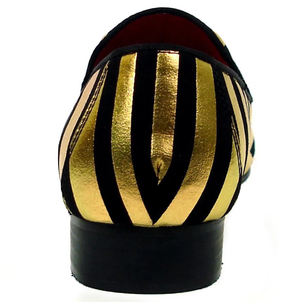 FI-7429 Black Gold Stripe Slip on Loafer Fiesso by Aurelio Garcia