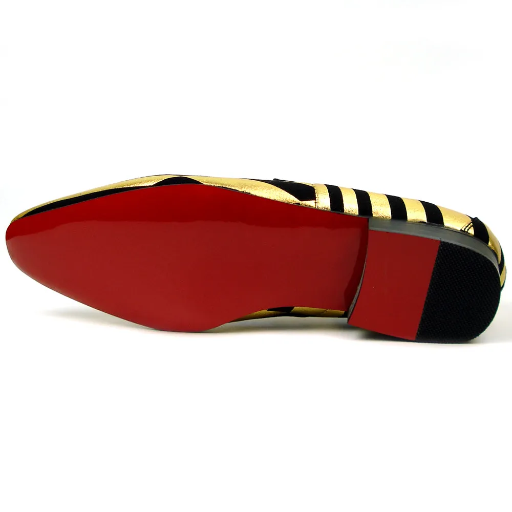 FI-7429 Black Gold Stripe Slip on Loafer Fiesso by Aurelio Garcia