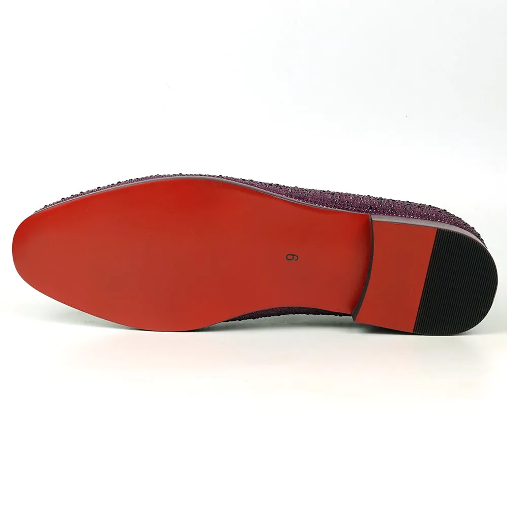 FI-7525 Purple Suede Rhinestones Slip on Loafer Fiesso by Aurelio Garcia