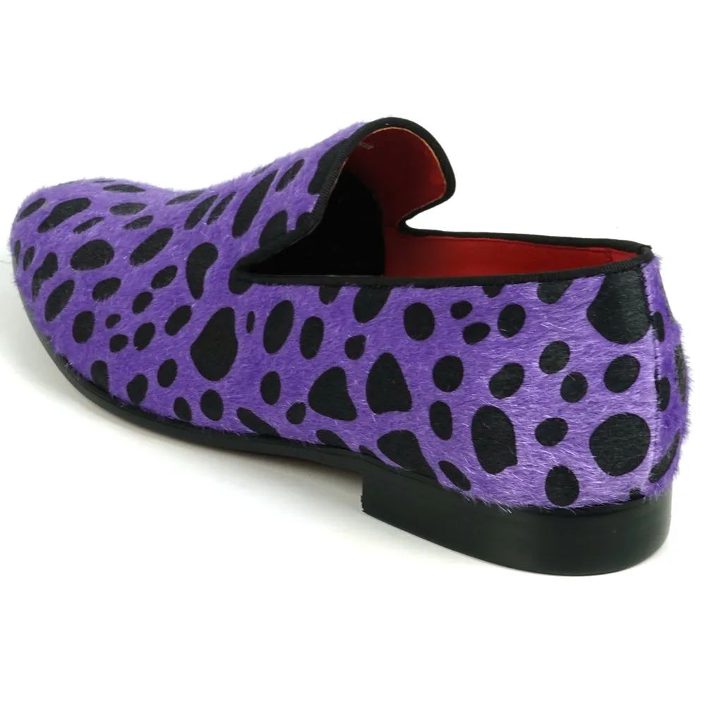 FI-7532 Purple Black Leopard Pony Hair Slip on Loafer Fiesso by Aurelio Garcia