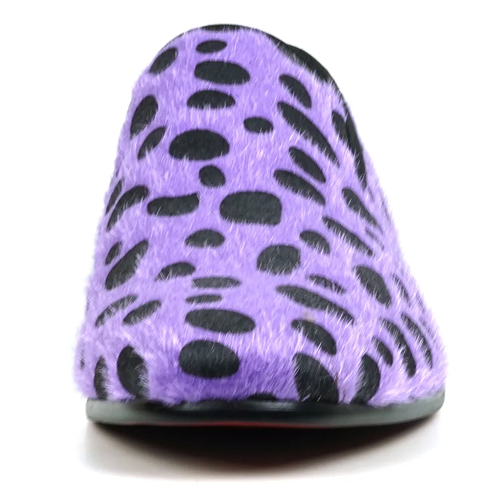 FI-7532 Purple Black Leopard Pony Hair Slip on Loafer Fiesso by Aurelio Garcia