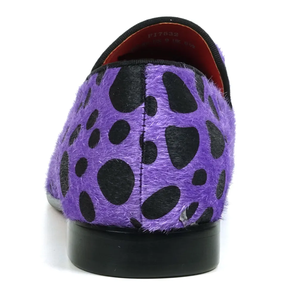 FI-7532 Purple Black Leopard Pony Hair Slip on Loafer Fiesso by Aurelio Garcia