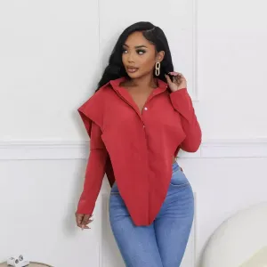 Fierce Attitude Open-Side Long Sleeve Button-Up Shirt