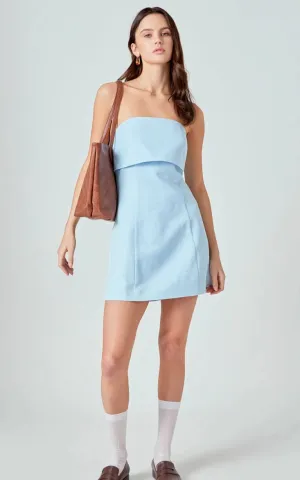 Folded Panel Linen Mini Dress