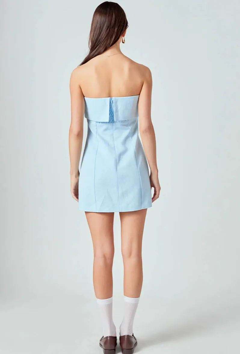 Folded Panel Linen Mini Dress