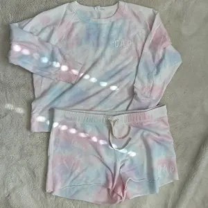 Gap Tie Dye Pink Blue Sweatsuit Pajama Short Set