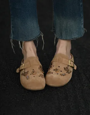 Genuine Leather Closed-toe Soft Soles Slippers Clogs