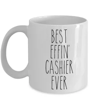 Gift For Cashier Best Effin' Cashier Ever Mug Coffee Cup Funny Coworker Gifts