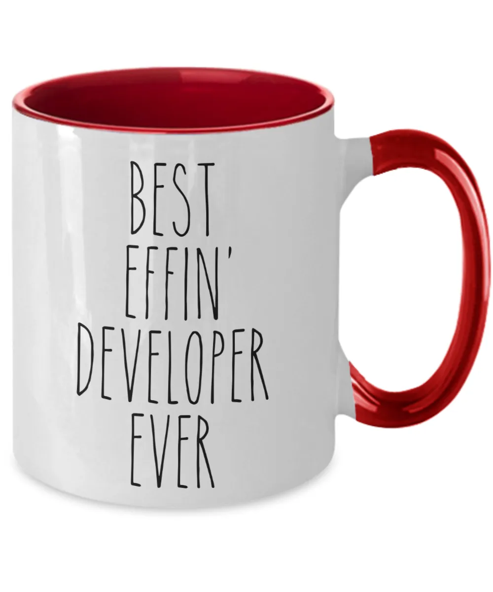 Gift For Developer Best Effin' Developer Ever Mug Two-Tone Coffee Cup Funny Coworker Gifts