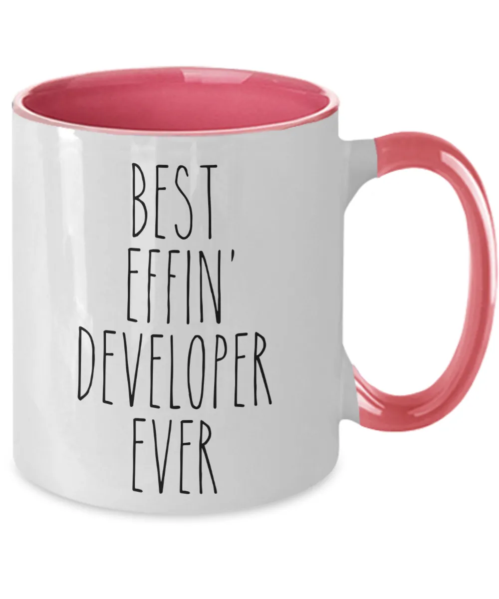 Gift For Developer Best Effin' Developer Ever Mug Two-Tone Coffee Cup Funny Coworker Gifts