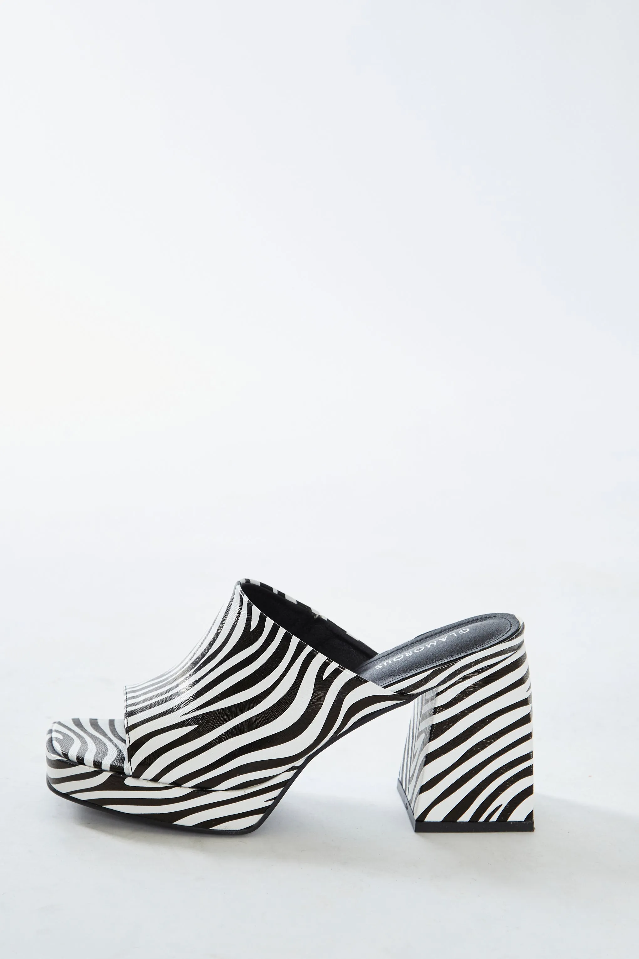 Glamorous Zebra Print Block Heel Mules