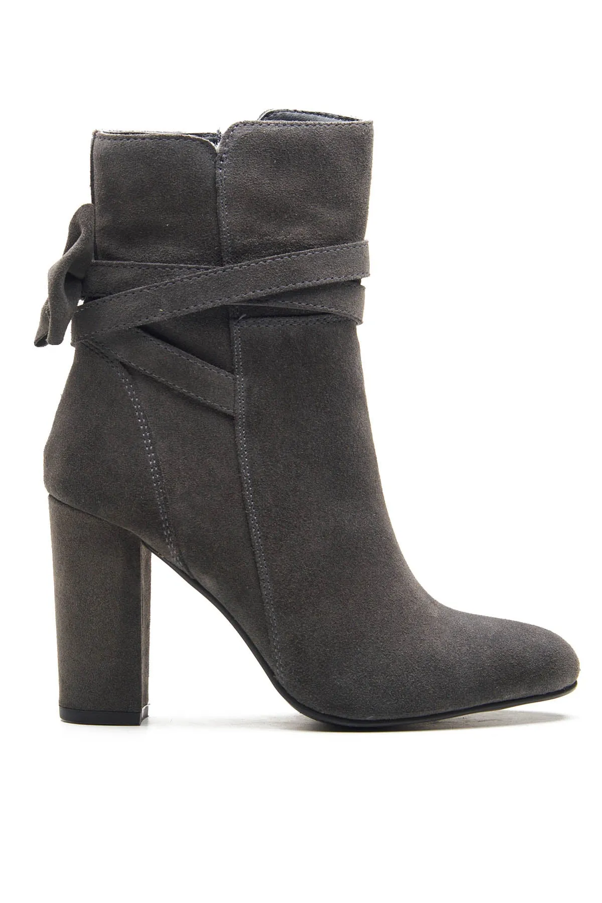 Grey Bow Detail Ankle Boots