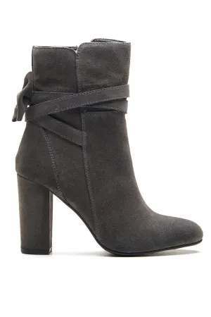 Grey Bow Detail Ankle Boots