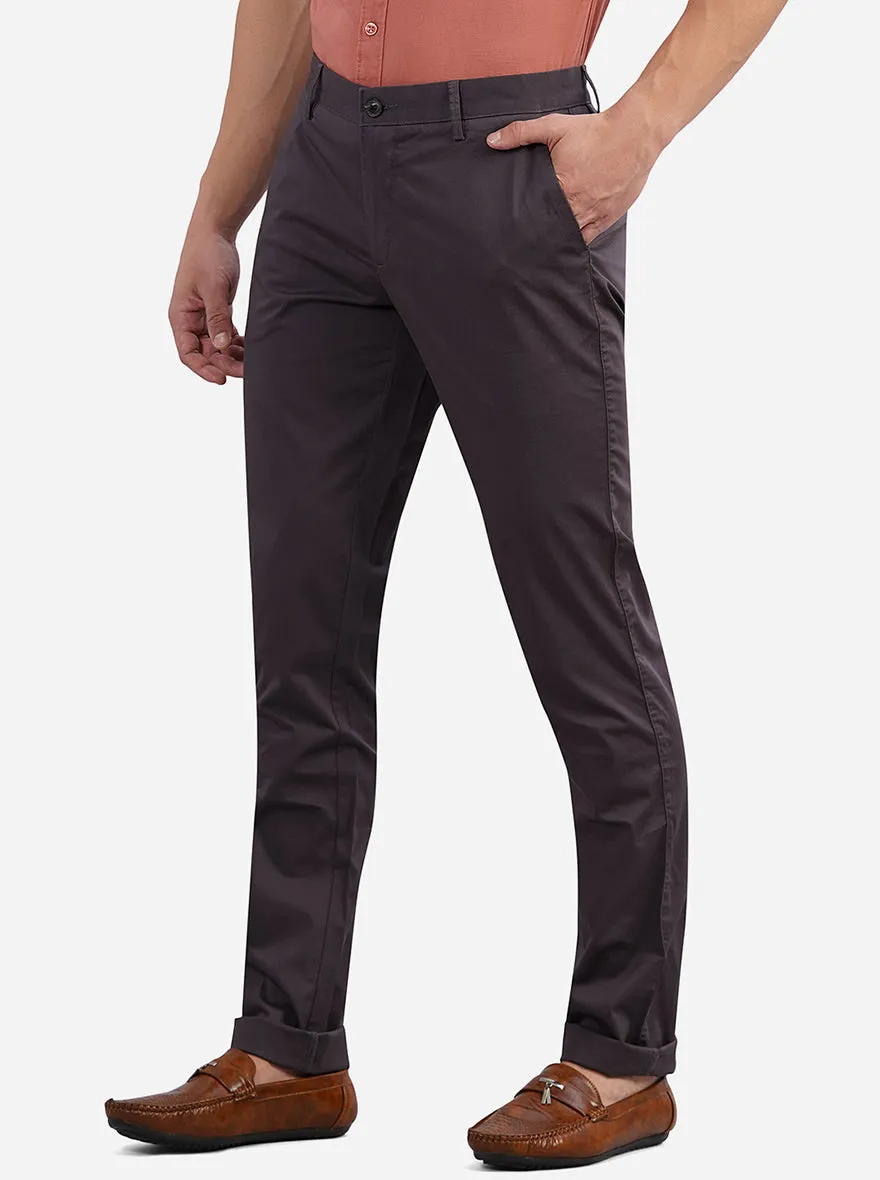 Grey Solid Uno Fit Casual Trouser | JadeBlue