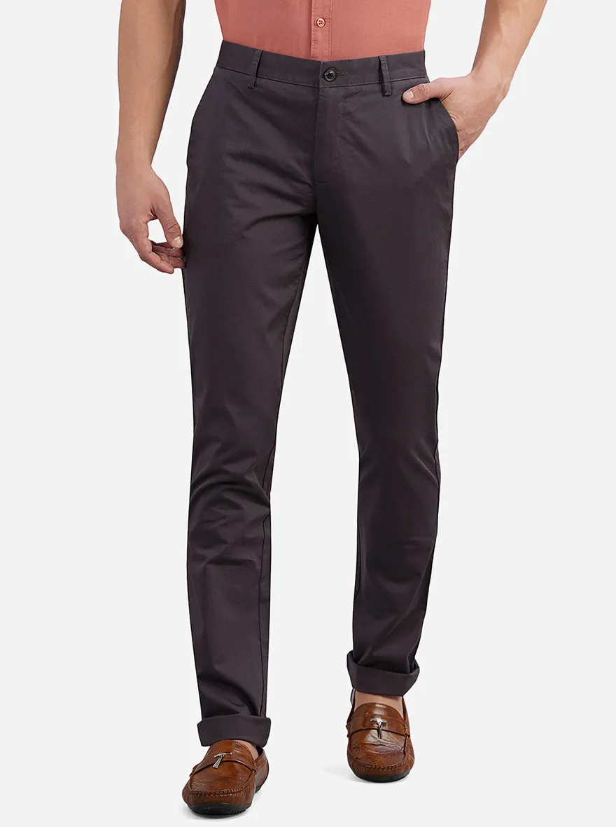Grey Solid Uno Fit Casual Trouser | JadeBlue