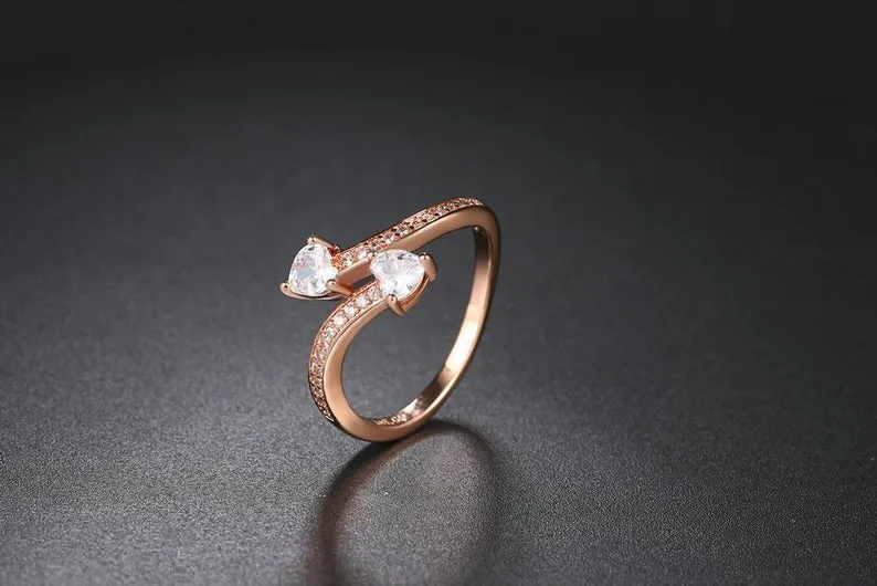 Heart Cut Moissanite Diamond Engagement Ring/10K Solid Rose Gold Ring/Promise Ring/ Gift Propose Ring/stackable ring