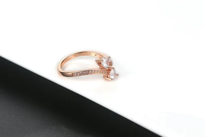 Heart Cut Moissanite Diamond Engagement Ring/10K Solid Rose Gold Ring/Promise Ring/ Gift Propose Ring/stackable ring