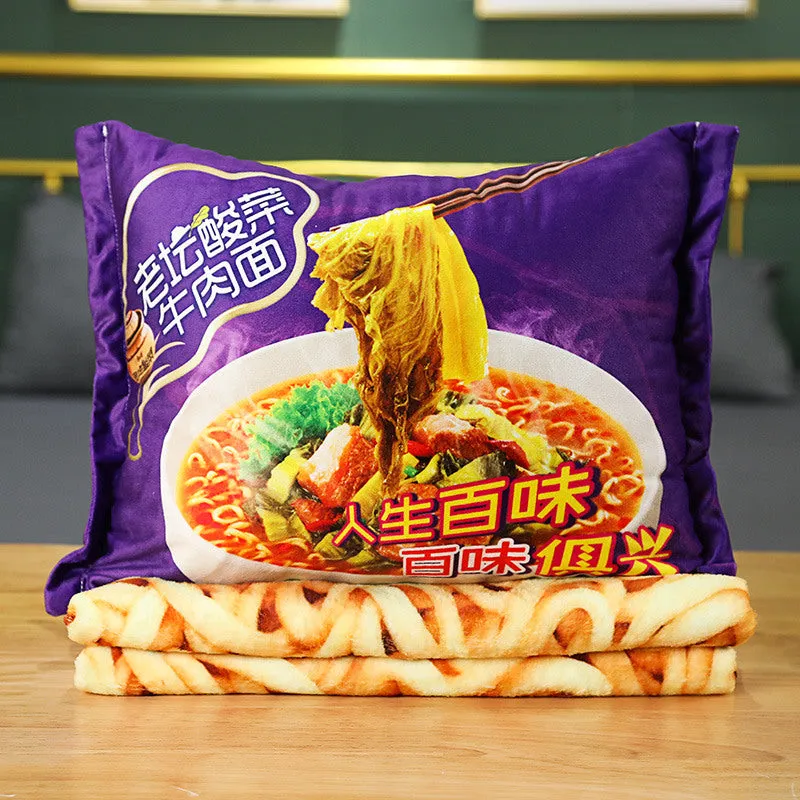 Instant noodles pillow blanket
