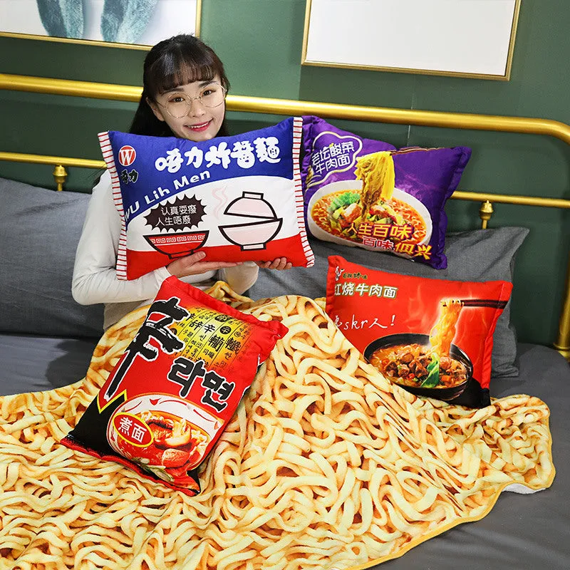 Instant noodles pillow blanket