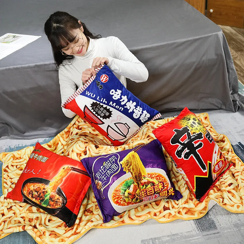 Instant noodles pillow blanket