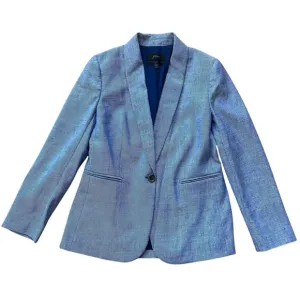 J. Crew linen blend Parke blazer blue size 6P H9726 career nautical coastal