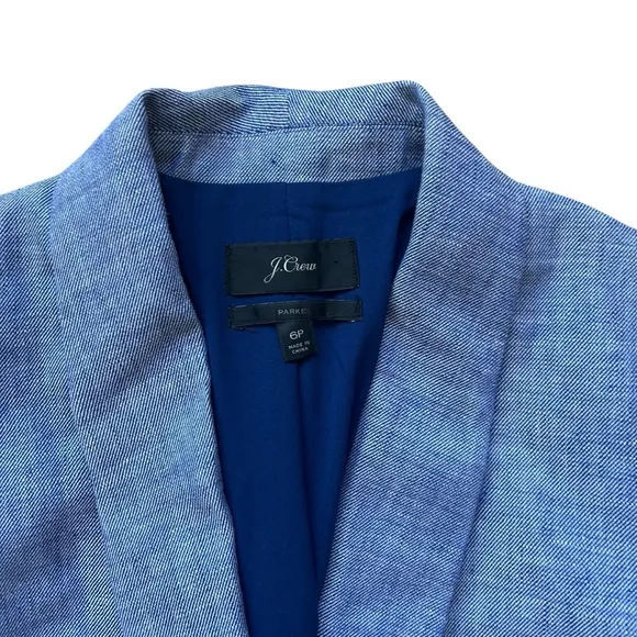 J. Crew linen blend Parke blazer blue size 6P H9726 career nautical coastal