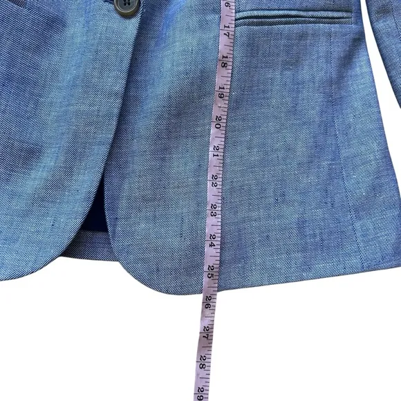 J. Crew linen blend Parke blazer blue size 6P H9726 career nautical coastal