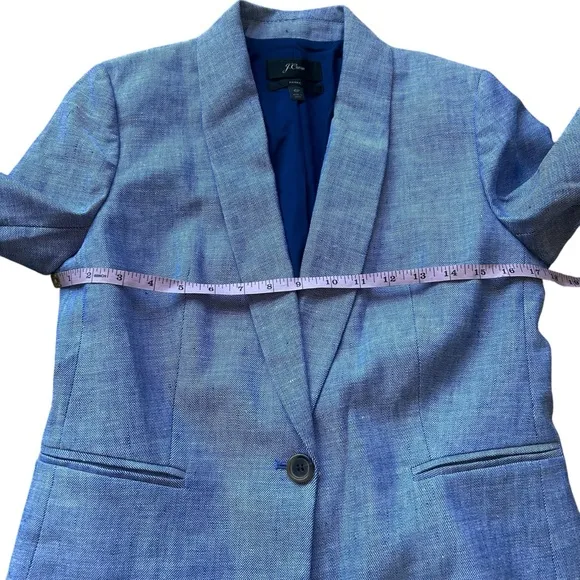 J. Crew linen blend Parke blazer blue size 6P H9726 career nautical coastal