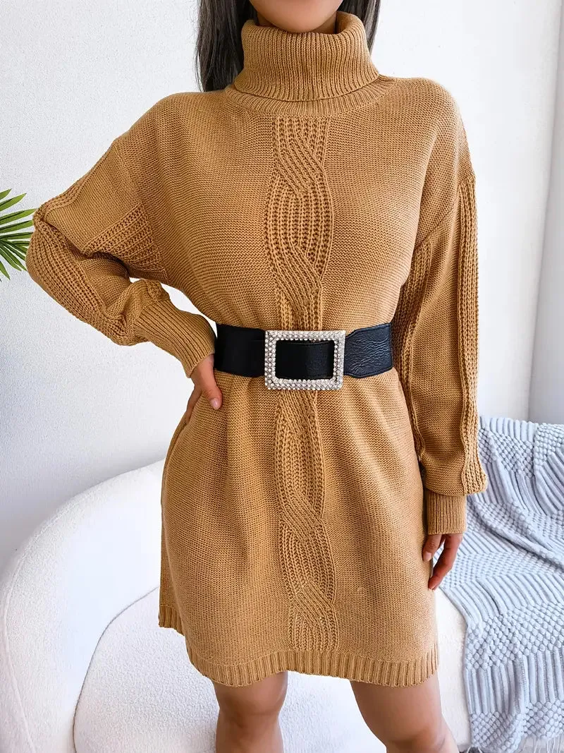 JazzHer Turtleneck Bodycon Button Slim Sweater Dress