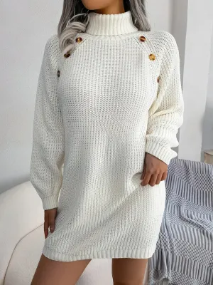 JazzHer Turtleneck Bodycon Button Slim Sweater Dress