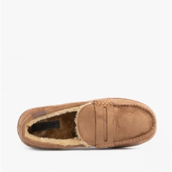 Jo & Joe NEW HAMPSHIRE Mens Moccasin Slippers Cognac