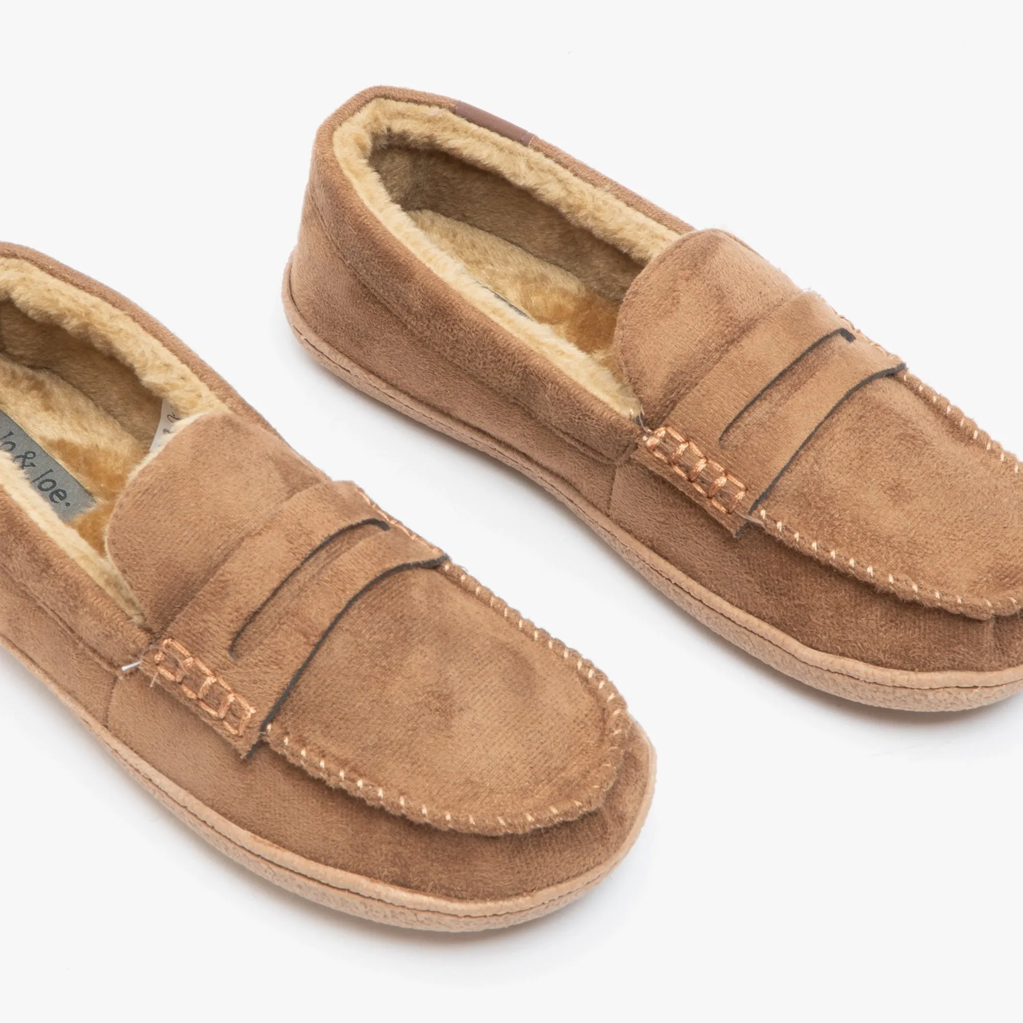 Jo & Joe NEW HAMPSHIRE Mens Moccasin Slippers Cognac