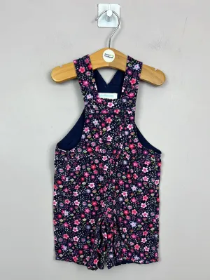 Jojo Maman Bebe Navy Floral Cord Dungarees 0-3m
