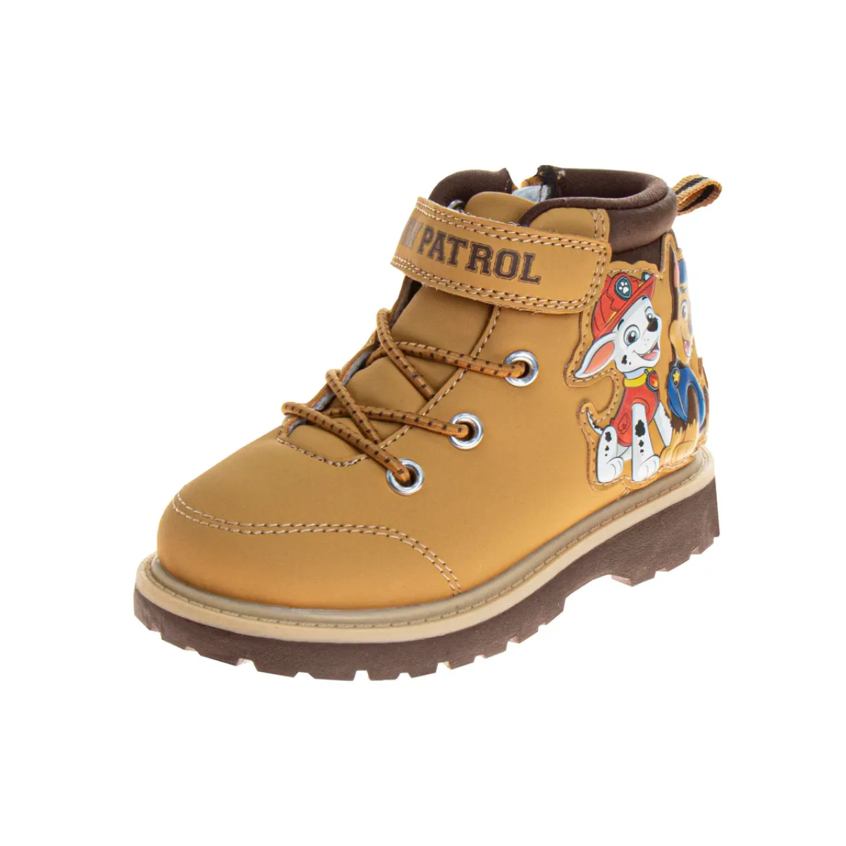 Josmo Paw Patrol Boots for Kids Boys Lace Up MidCalf - Chase Marshall Workboot Construction Boot Trekking Walking Hiking Climbing - Tan (Toddler - Little Kid)