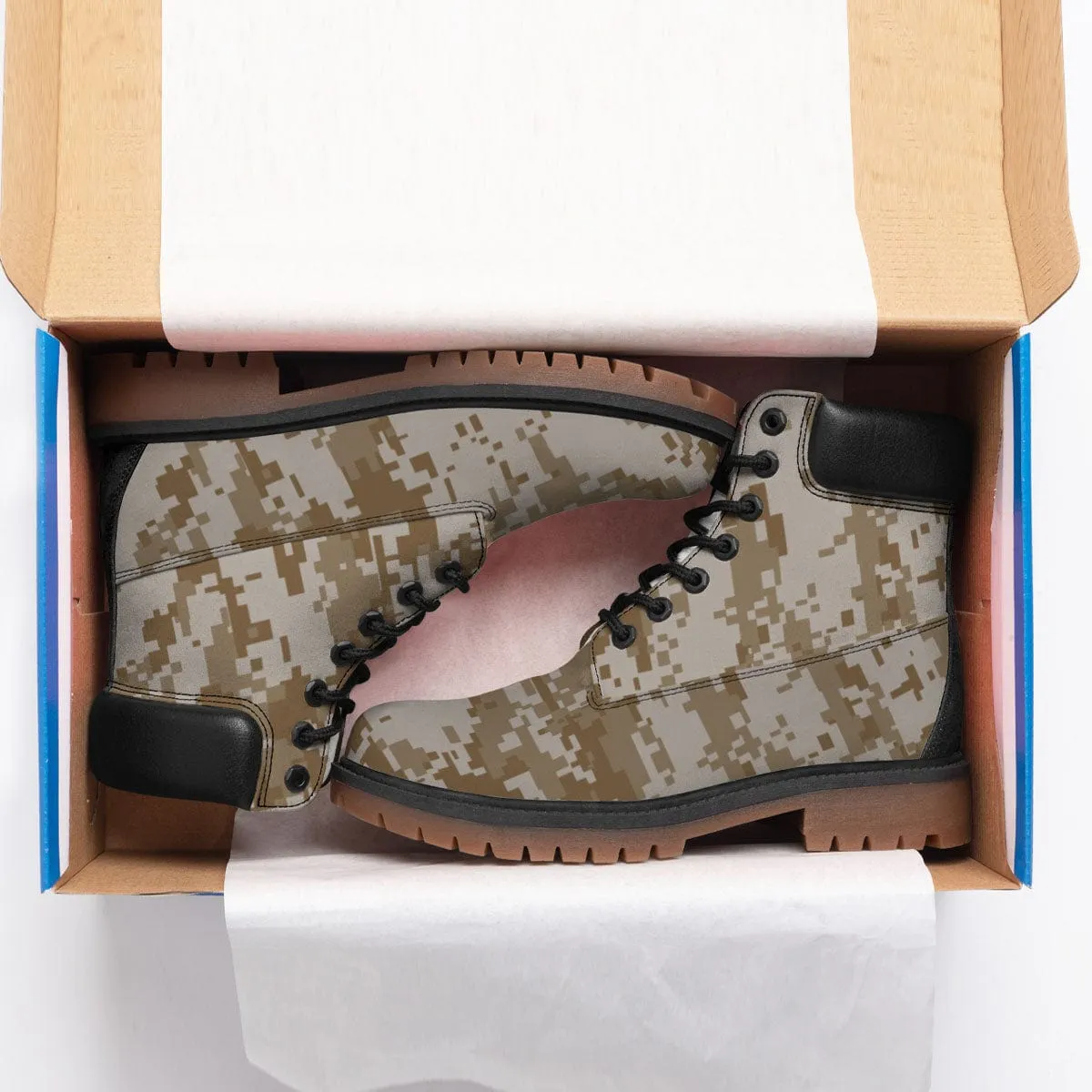 Khaki Army Camouflage Classic Warm Fur Boots for Men & Women | Winter Military Style Combat Boots | Cozy & Durable Cold Weather Footwear