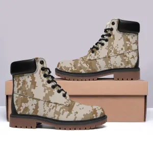 Khaki Army Camouflage Classic Warm Fur Boots for Men & Women | Winter Military Style Combat Boots | Cozy & Durable Cold Weather Footwear