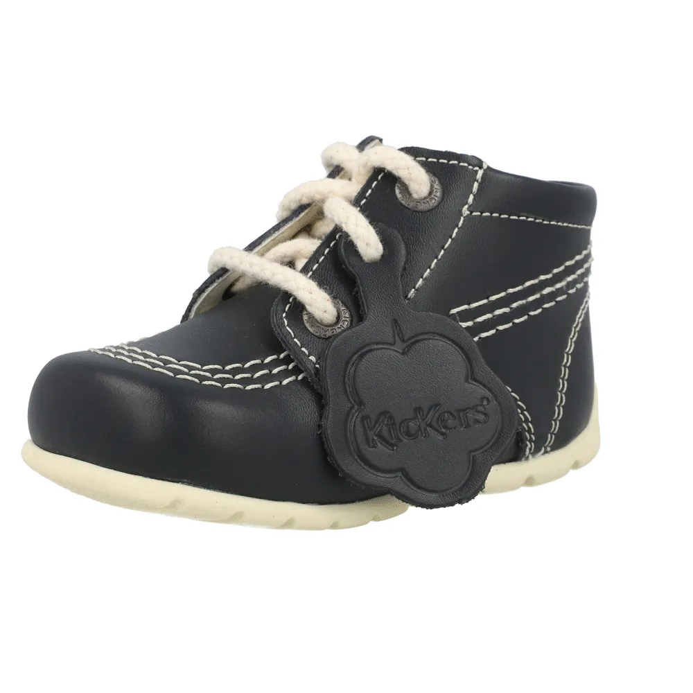 Kickers Kick Hi Navy Pink Leopard Boots for Kids